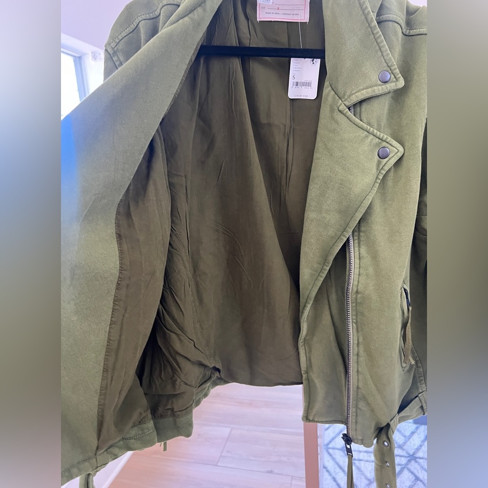 Free People Rebel Knit Oversized Moto Jacket – Olive – Size S – NWT - Picture 4 of 10